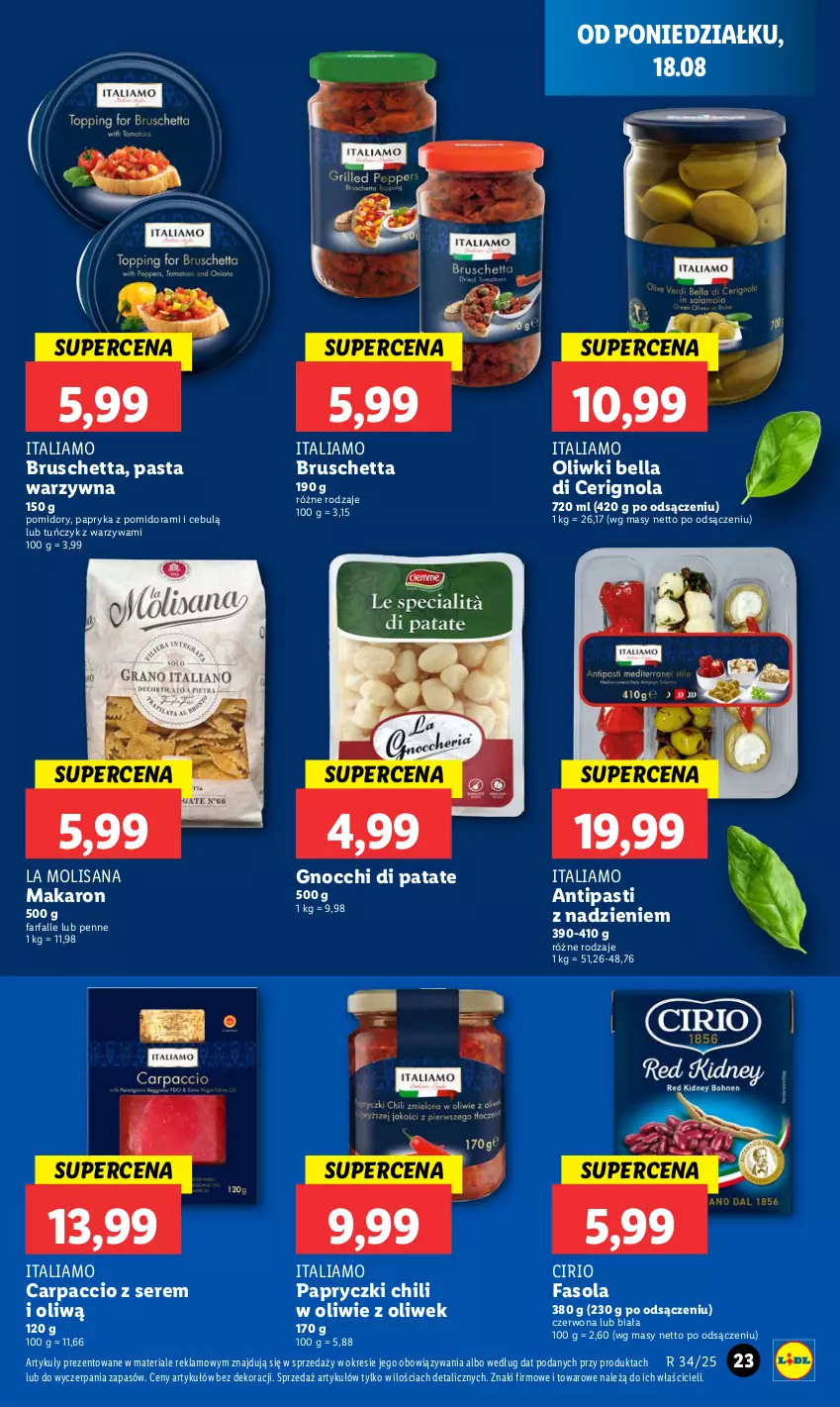 Gazetka promocyjna Lidl - GAZETKA - ważna 18.08 do 20.08.2025 - strona 27 - produkty: Bell, Bella, Carpaccio, Fa, Fasola, Gnocchi, Isana, Makaron, Oliwki, Papryka, Pasta warzywna, Penne, Pomidory, Ser, Tuńczyk, Warzywa