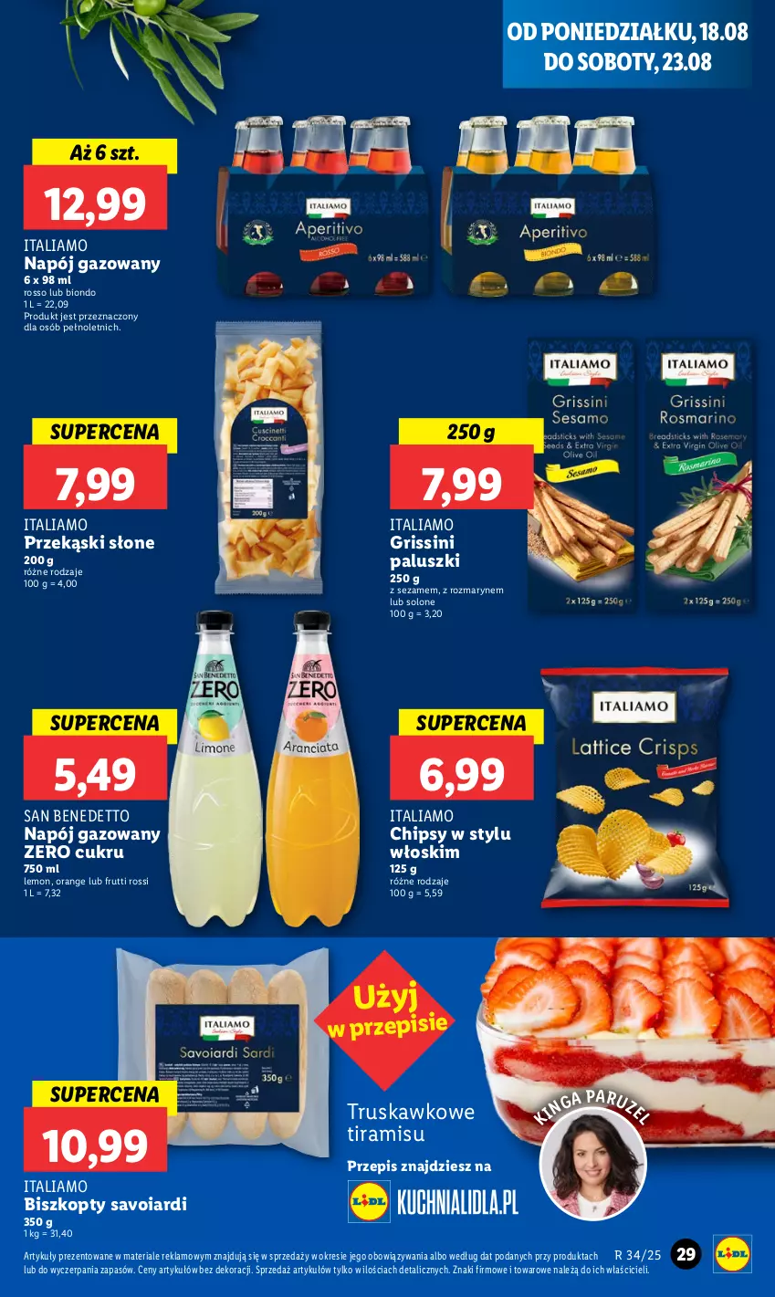 Gazetka promocyjna Lidl - GAZETKA - ważna 18.08 do 20.08.2025 - strona 33 - produkty: Biszkopty, Chipsy, Grissini, Napój, Napój gazowany, Sezam