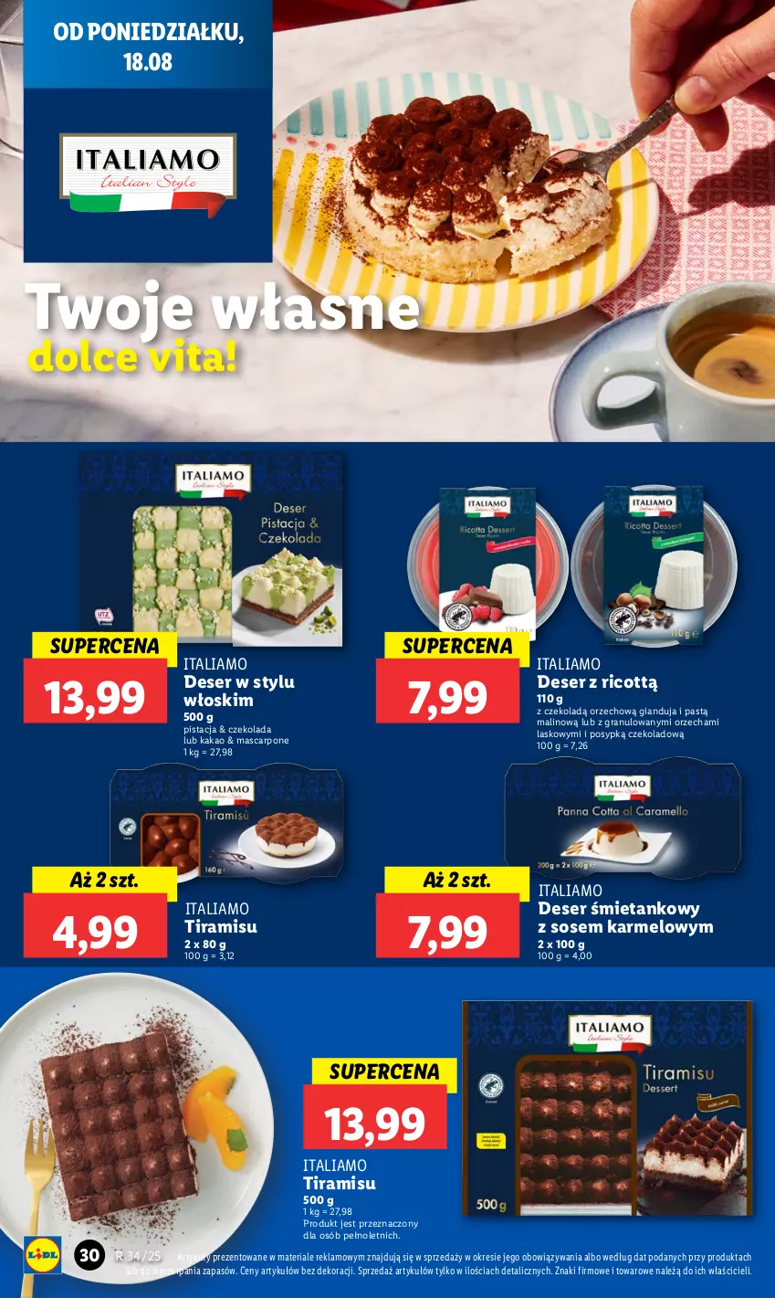 Gazetka promocyjna Lidl - GAZETKA - ważna 18.08 do 20.08.2025 - strona 34 - produkty: Czekolada, Deser, Gra, Kakao, Mascarpone, Ser, Sos