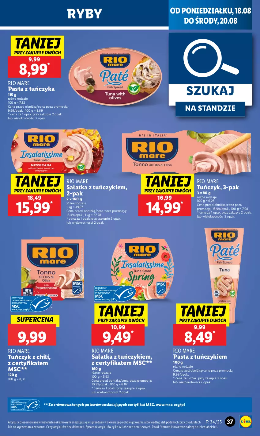 Gazetka promocyjna Lidl - GAZETKA - ważna 18.08 do 20.08.2025 - strona 41 - produkty: Rio Mare, Sałat, Sałatka, Tuńczyk