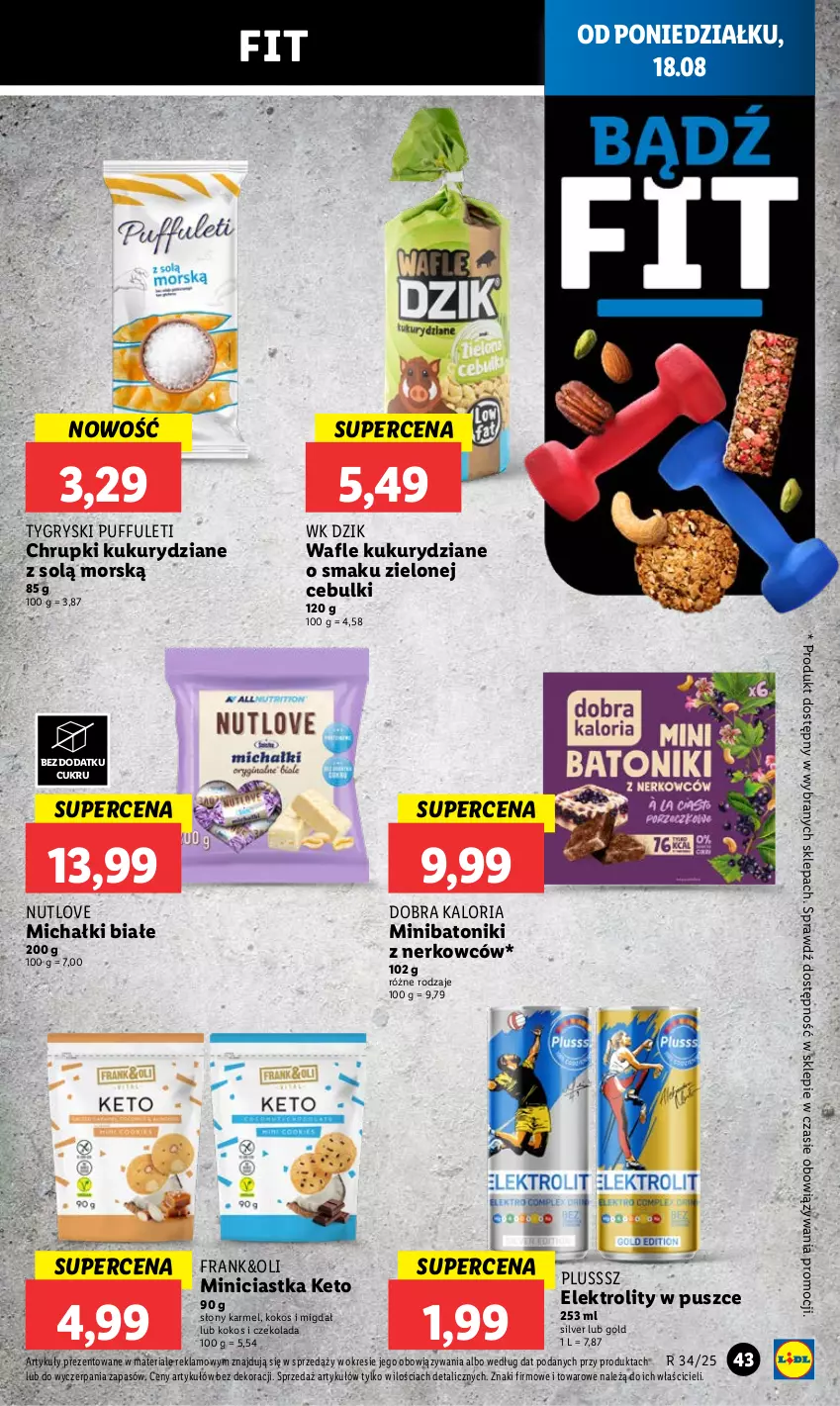 Gazetka promocyjna Lidl - GAZETKA - ważna 18.08 do 20.08.2025 - strona 49 - produkty: Baton, Chrupki, Ciastka, Czekolada, Gry, Kokos, Michałki, Puf, Tonik, Wafle