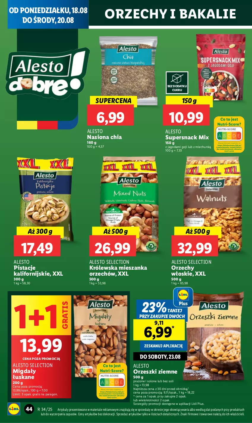 Gazetka promocyjna Lidl - GAZETKA - ważna 18.08 do 20.08.2025 - strona 50 - produkty: Chia, Gra, Migdały, Migdały łuskane, O nas, Orzechy włoskie, Orzeszki, Orzeszki ziemne, Pistacje