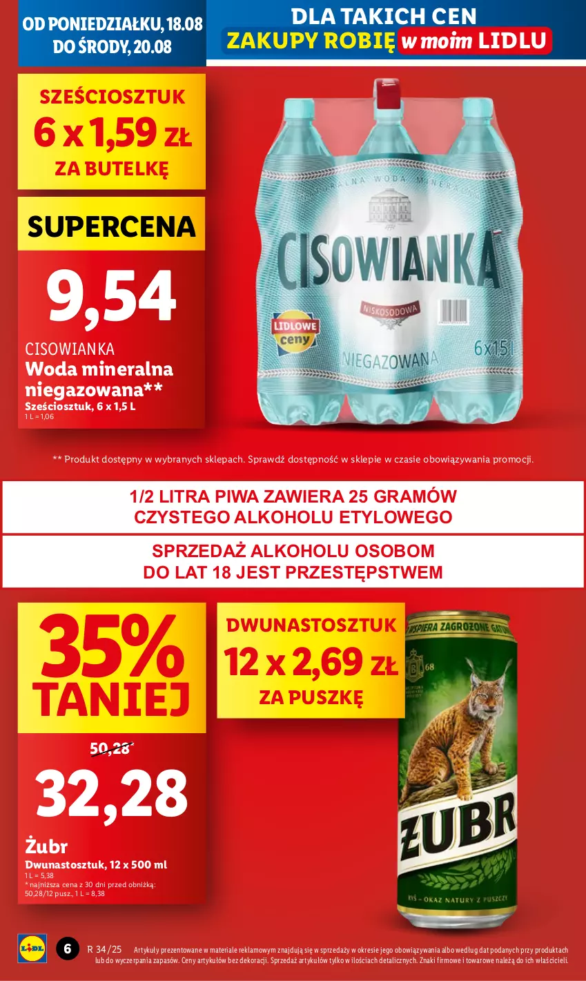 Gazetka promocyjna Lidl - GAZETKA - ważna 18.08 do 20.08.2025 - strona 6 - produkty: Cisowianka, Gra, Piwa, Woda, Woda mineralna