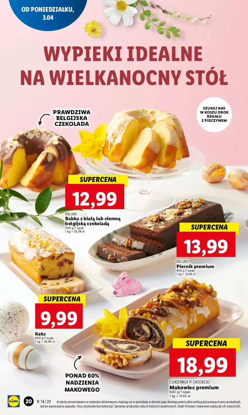 Gazetka promocyjna Lidl - GAZETKA - ważna 03.04 do 05.04.2023 - strona 24 - produkty: Babka, Cukier, Czekolada, Kosz, LG, Makowiec, Piec, Piernik, Regał, Stół