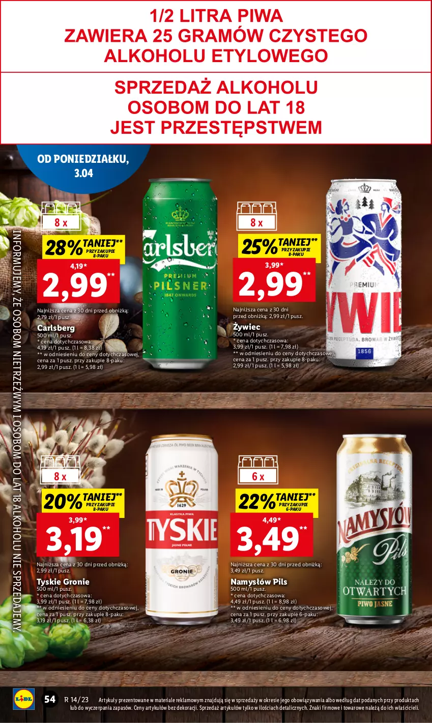 Gazetka promocyjna Lidl - GAZETKA - ważna 03.04 do 05.04.2023 - strona 60 - produkty: Carlsberg, Namysłów, Tyskie