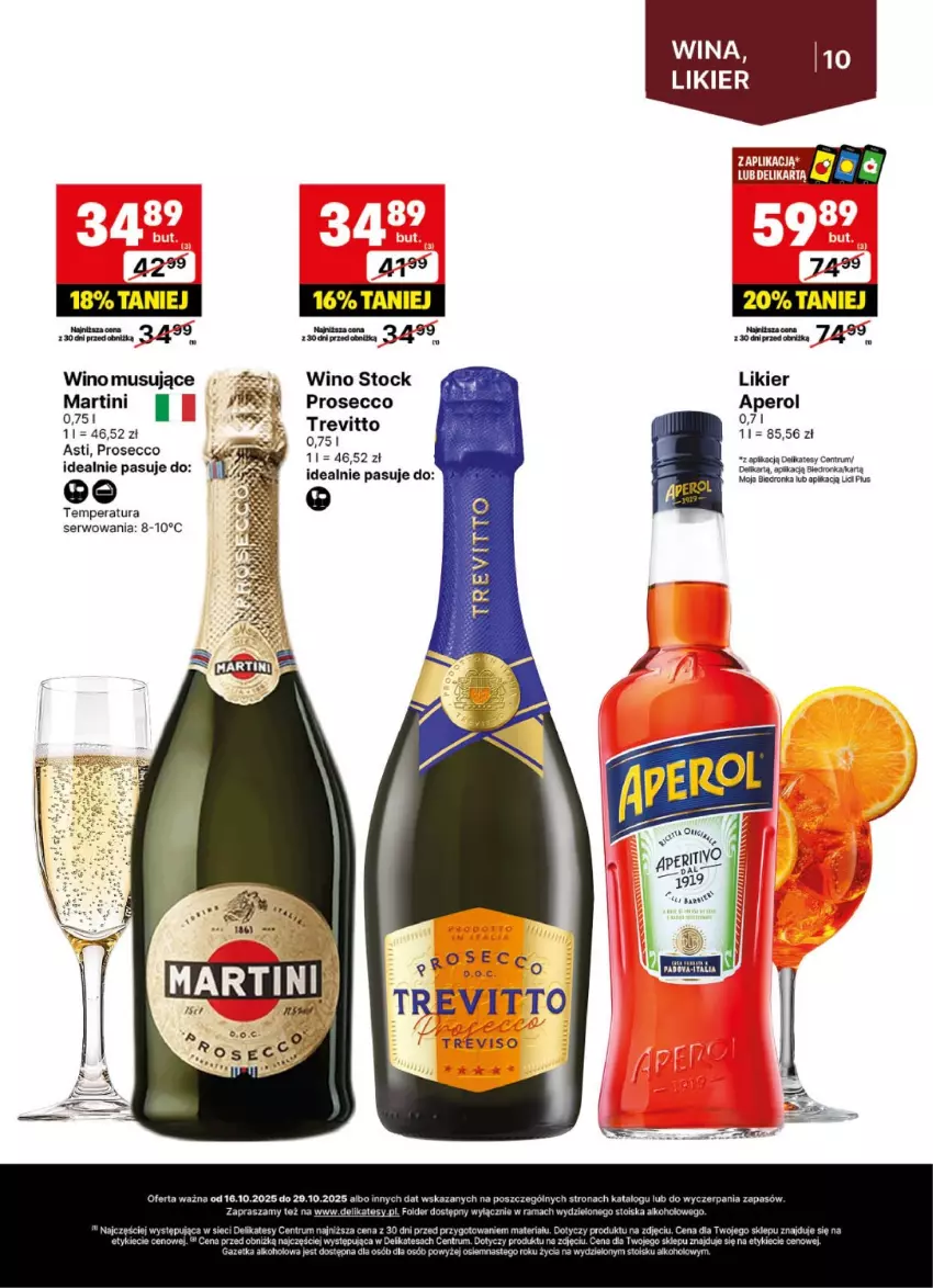 Gazetka promocyjna Delikatesy Centrum - Delibarek DC42-DC43 - ważna 16.10 do 29.10.2025 - strona 10 - produkty: Aperol, Likier, Martini, Mus, Prosecco, Rama, Rum, Ser, Stock, Wino, Wino musujące