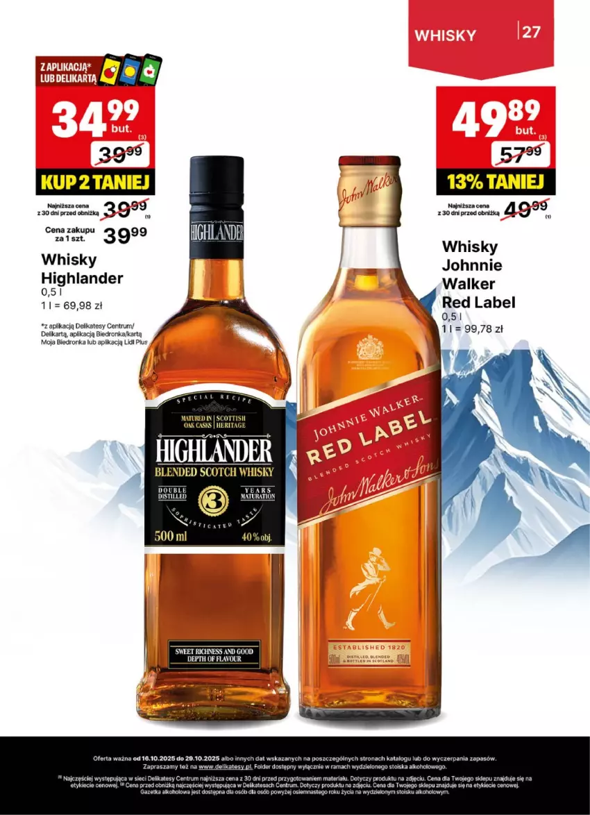 Gazetka promocyjna Delikatesy Centrum - Delibarek DC42-DC43 - ważna 16.10 do 29.10.2025 - strona 27 - produkty: Johnnie Walker, Rama, Rum, Whisky