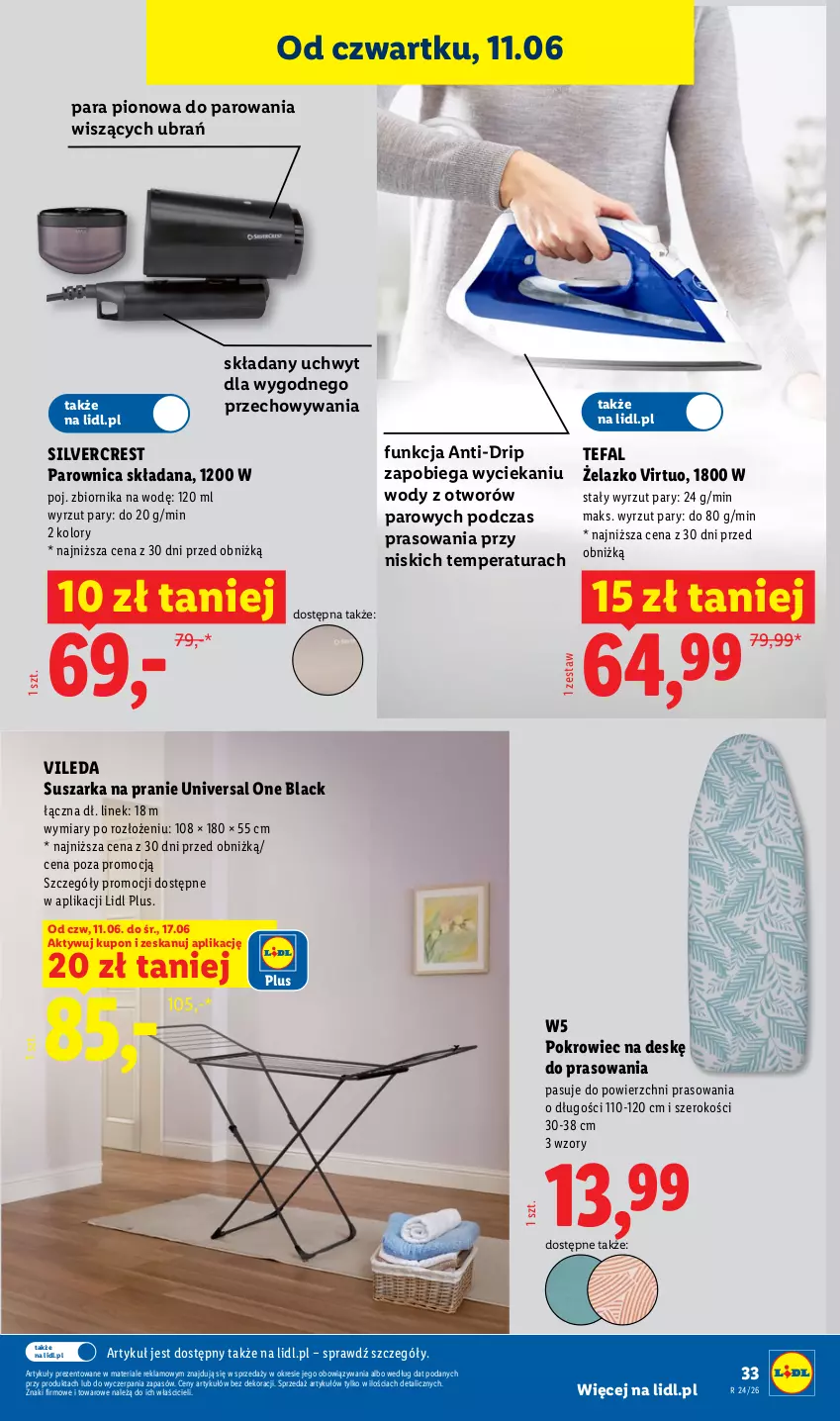 Gazetka promocyjna Lidl - Katalog ważny od 8.06 - ważna 08.06 do 13.06.2026 - strona 37 - produkty: Fa, Lack, Parownica, Pokrowiec, Pokrowiec na deskę, Silvercrest, Suszarka, Suszarka na pranie, Tefal, Vileda, Virtu