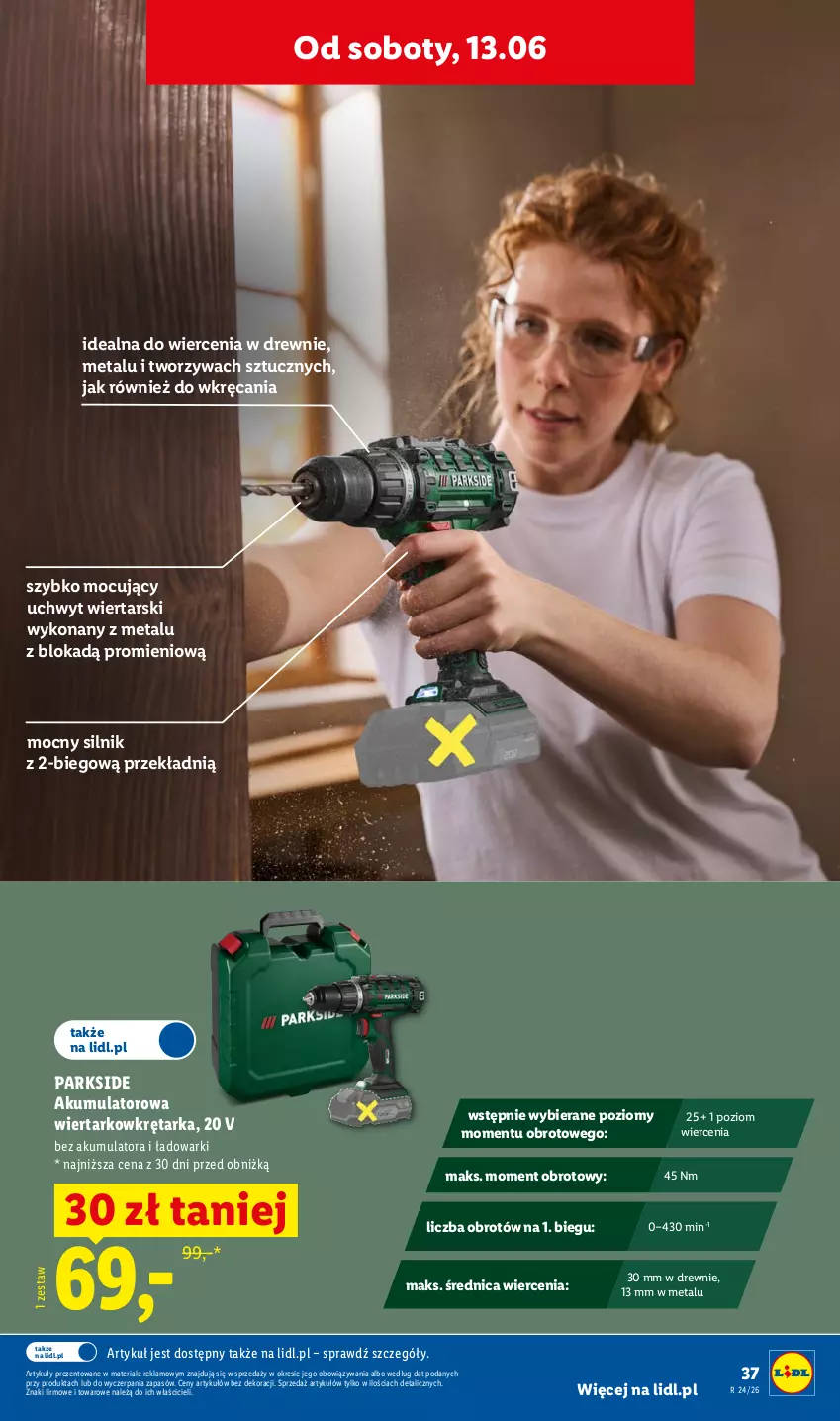Gazetka promocyjna Lidl - Katalog ważny od 8.06 - ważna 08.06 do 13.06.2026 - strona 41 - produkty: Akumulator, Akumulatorowa wiertarkowkrętark, Parkside, Tarka, Wiertarkowkrętarka, Wkręt, Wkrętarka