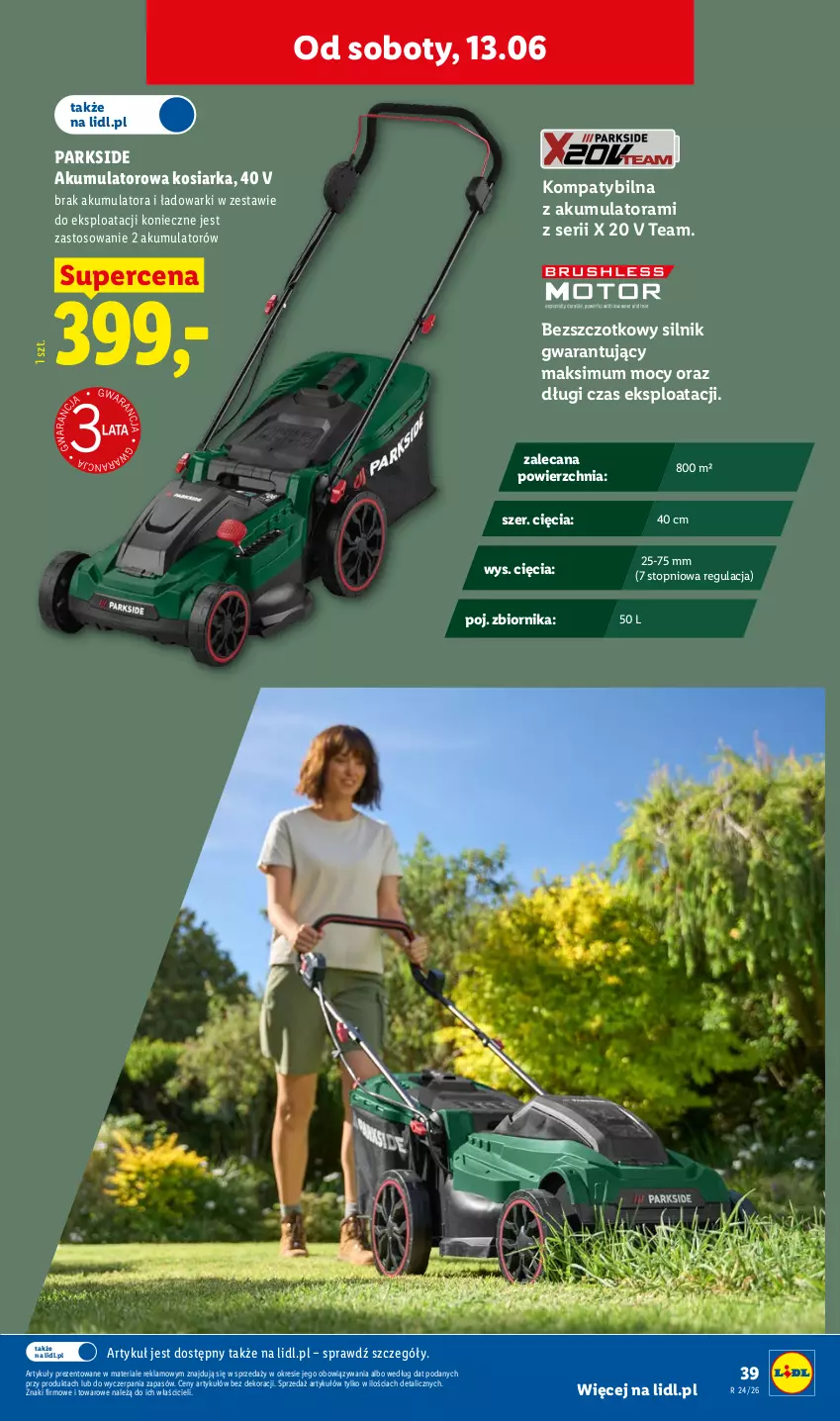 Gazetka promocyjna Lidl - Katalog ważny od 8.06 - ważna 08.06 do 13.06.2026 - strona 43 - produkty: Akumulator, Kosiarka, Parkside, Ser, Top