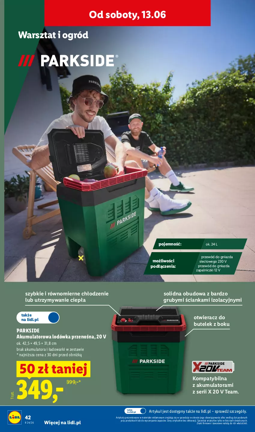 Gazetka promocyjna Lidl - Katalog ważny od 8.06 - ważna 08.06 do 13.06.2026 - strona 46 - produkty: Akumulator, Lodówka, Ogród, Otwieracz, Parkside, Przewód, Ser