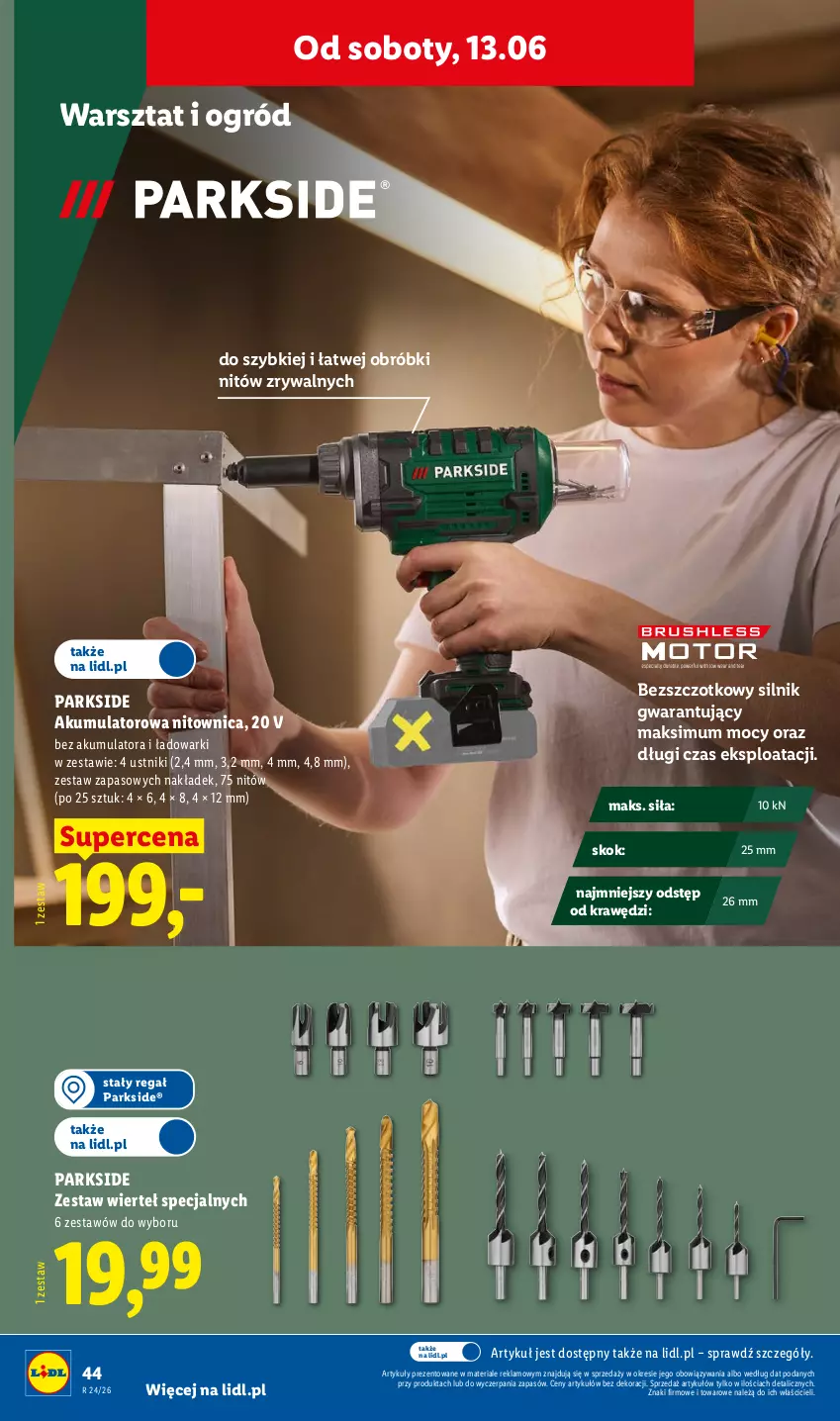 Gazetka promocyjna Lidl - Katalog ważny od 8.06 - ważna 08.06 do 13.06.2026 - strona 48 - produkty: Akumulator, Nitownica, Ogród, Parkside, Regał, Ustnik, Zestaw wierteł