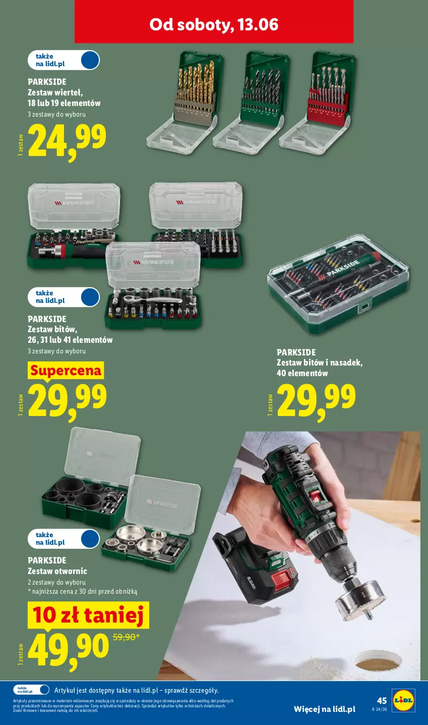 Gazetka promocyjna Lidl - Katalog ważny od 8.06 - ważna 08.06 do 13.06.2026 - strona 49 - produkty: Parkside, Zestaw wierteł