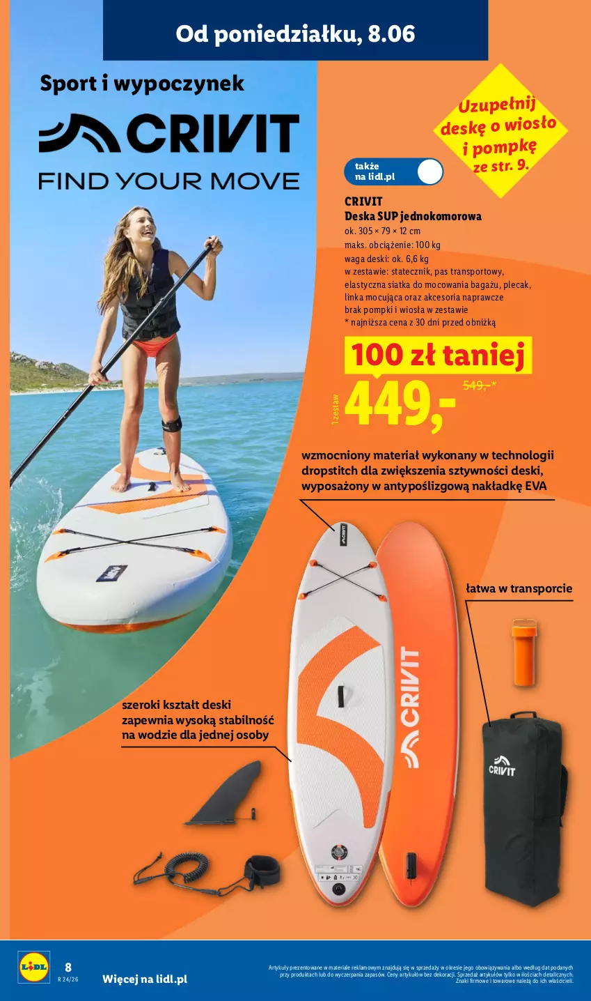 Gazetka promocyjna Lidl - Katalog ważny od 8.06 - ważna 08.06 do 13.06.2026 - strona 8 - produkty: Inka, Pas transportowy, Plecak, Por, Siatka, Sok, Sport, Tran, Waga