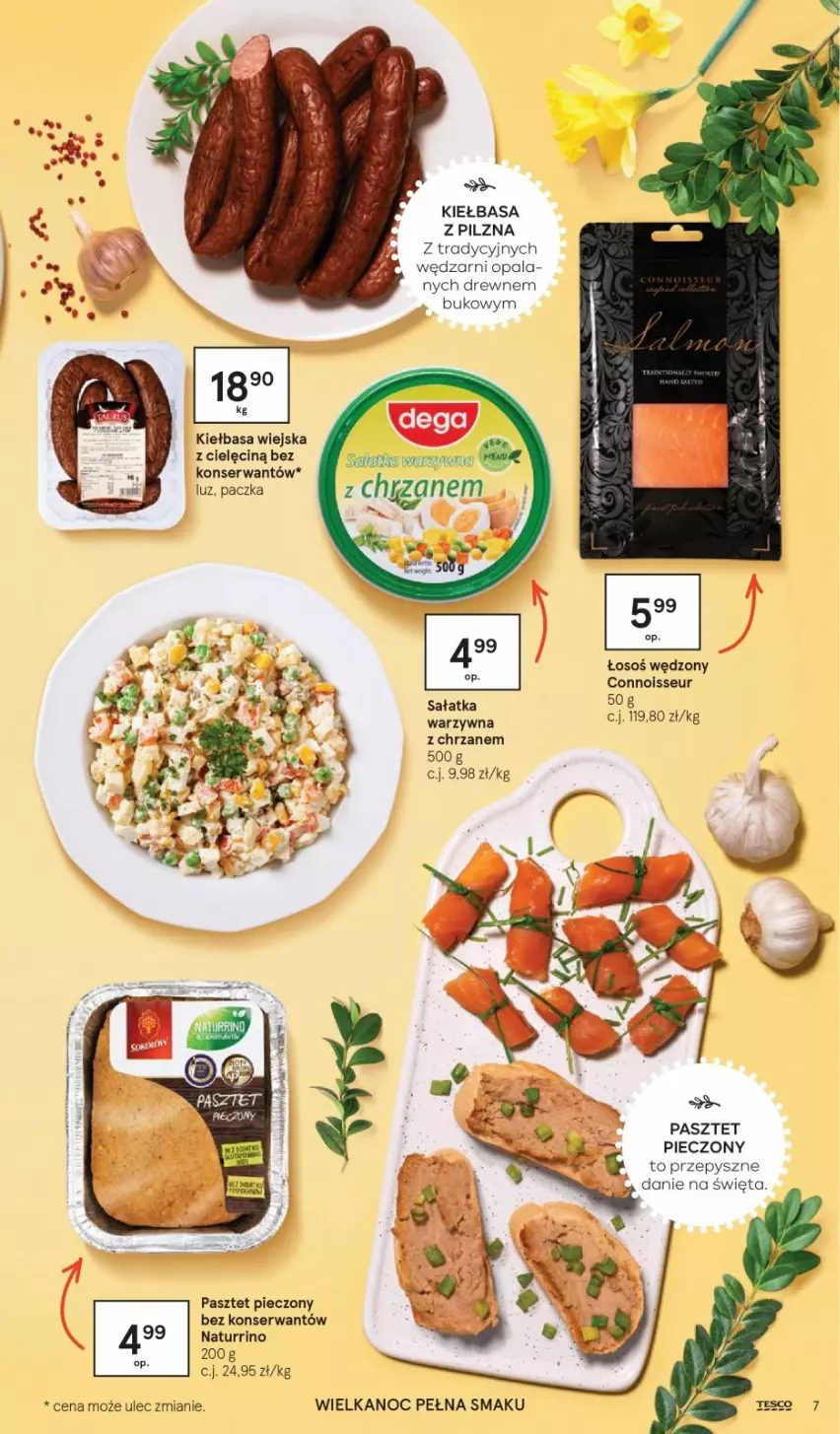 Gazetka promocyjna Tesco - Tesco katalog Wielkanoc - ważna 18.03 do 03.04.2021 - strona 7 - produkty: Chrzan, Kiełbasa, Kiełbasa wiejska, Pasztet, Piec, Sałat, Sałatka, Ser