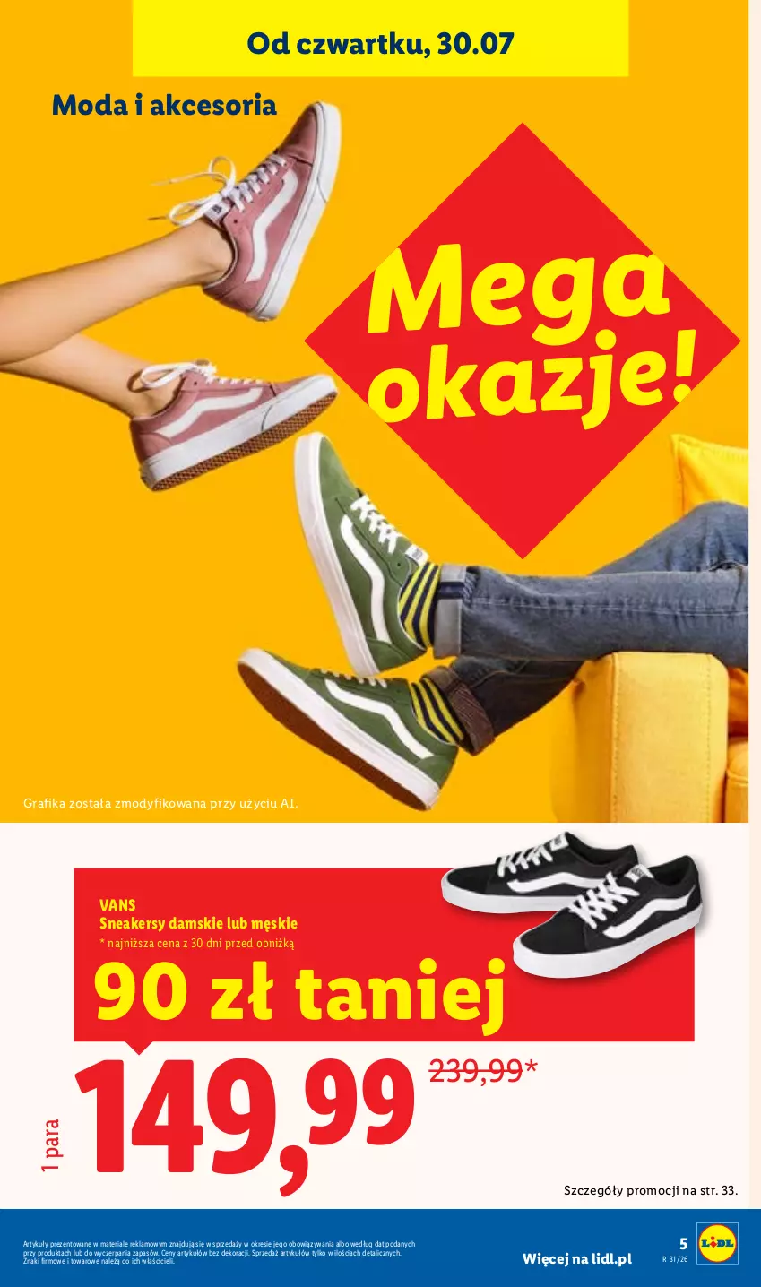 Gazetka promocyjna Lidl - Gazetka ważna od 27.07. do 01.08. - ważna 27.07 do 01.08.2026 - strona 5 - produkty: Gra, Grafika, Moda, Sneakersy