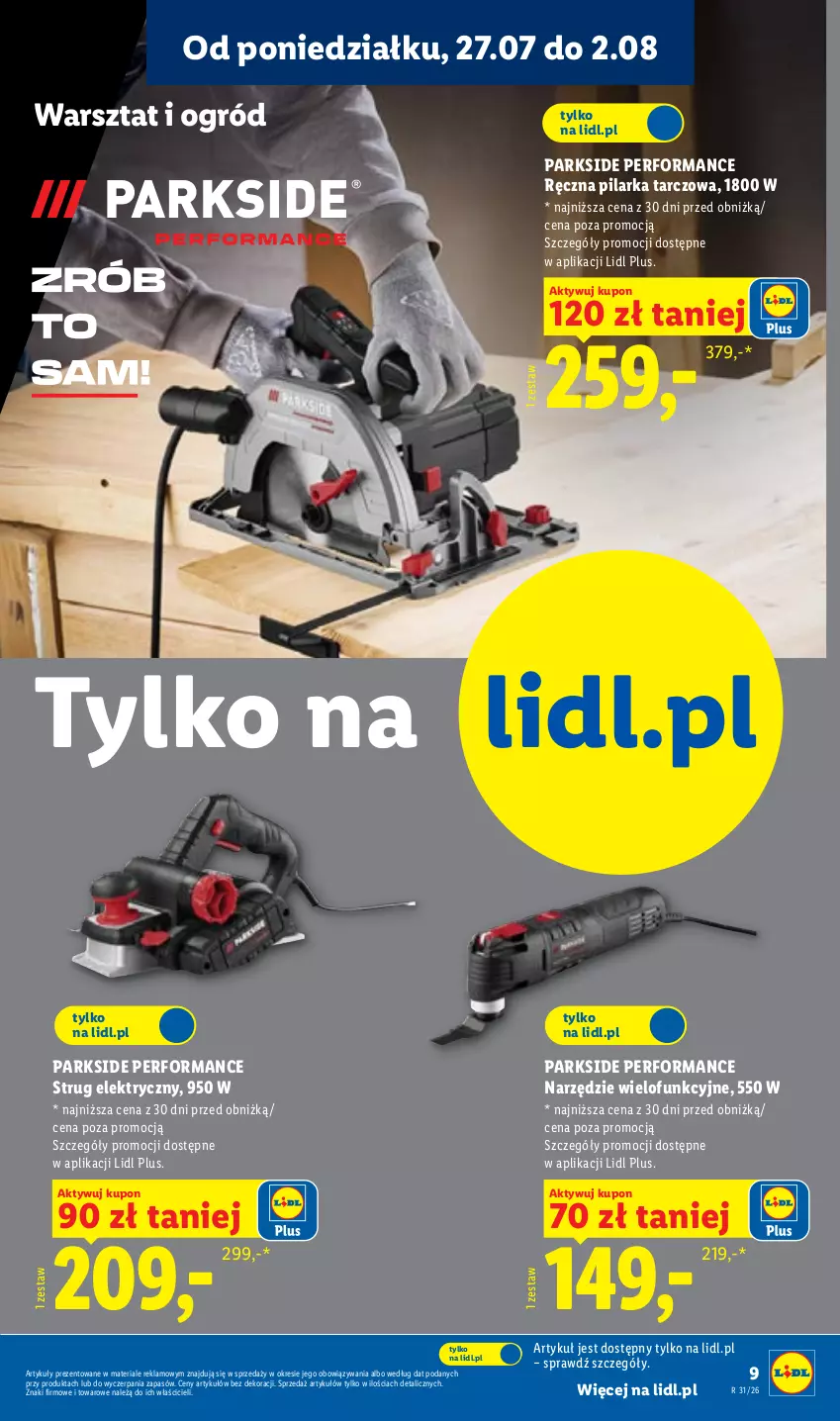 Gazetka promocyjna Lidl - Gazetka ważna od 27.07. do 01.08. - ważna 27.07 do 01.08.2026 - strona 9 - produkty: Ogród, Parkside, Pilarka tarczowa