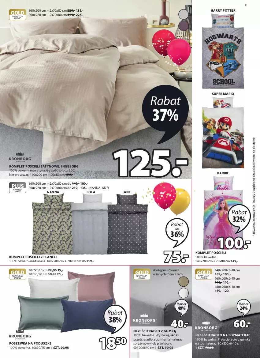 Gazetka promocyjna Jysk - Oferta tygodnia - ważna 27.10 do 09.11.2021 - strona 12 - produkty: Barbie, Harry Potter, Komplet pościeli, Materac, Materac sprężynowy, Pościel, Poszewka, Prześcieradło, Sok, Tera, Top, Wełna