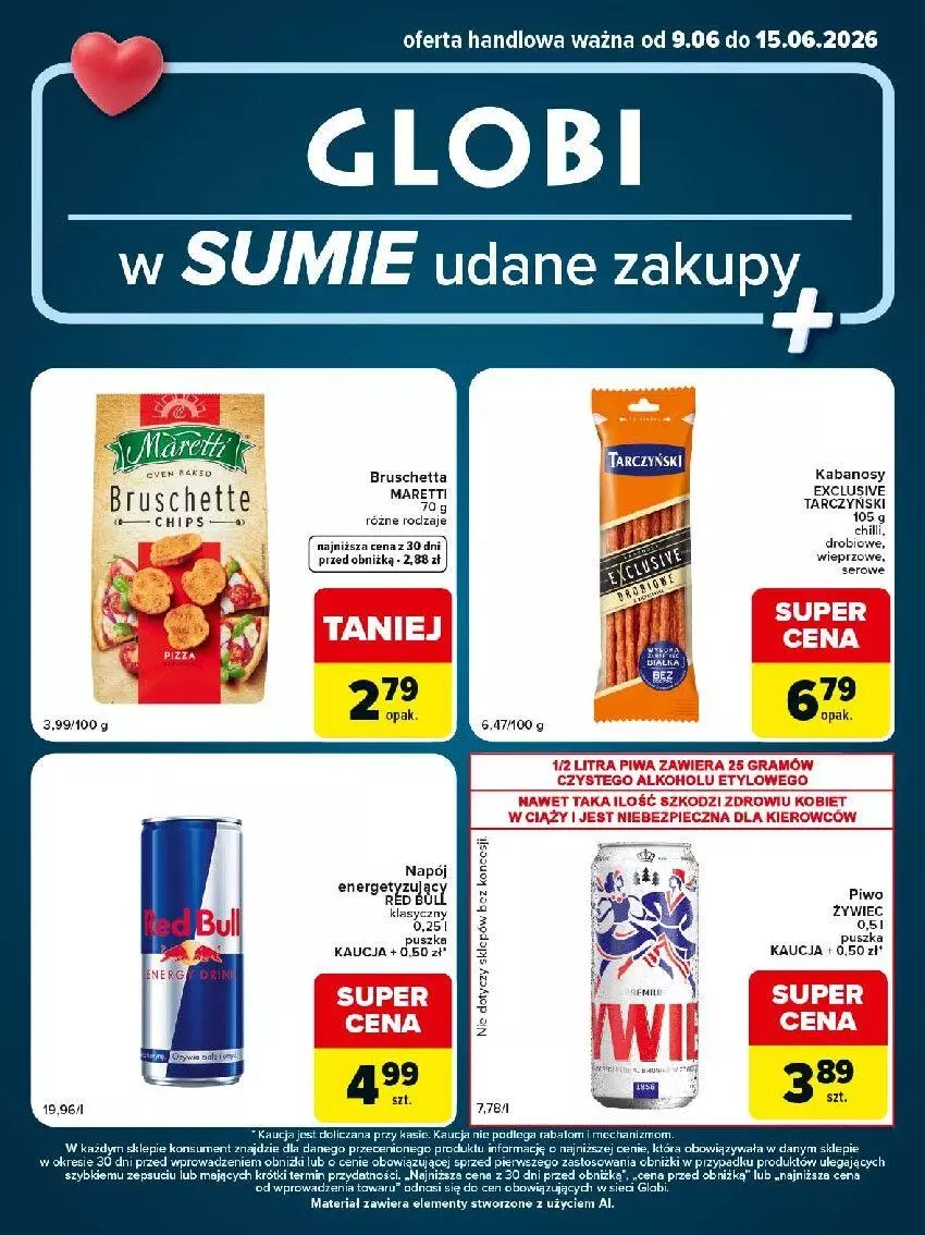 Gazetka promocyjna Carrefour - Gazetka Globi w SUMIE udane zakupy - ważna 09.06 do 15.06.2026 - strona 1 - produkty: AEG, Fa, Kabanos, Napój, Piwo, Tarczyński
