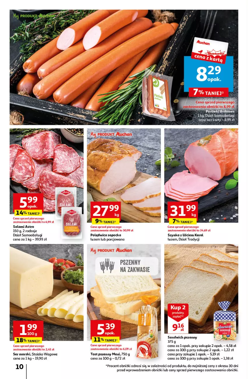Gazetka promocyjna Auchan - Gazetka MAXI rewelacje! Hipermarket Auchan - ważna 14.09 do 20.09.2023 - strona 10 - produkty: Polędwica, Por, Salami, Ser, Szynka