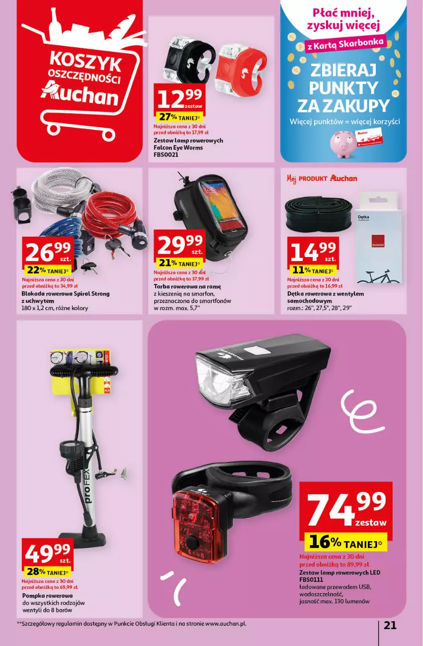 Gazetka promocyjna Auchan - Gazetka MAXI rewelacje! Hipermarket Auchan - ważna 14.09 do 20.09.2023 - strona 21 - produkty: Alcon, Fa, Pompka, Rower, Smartfon, Torba