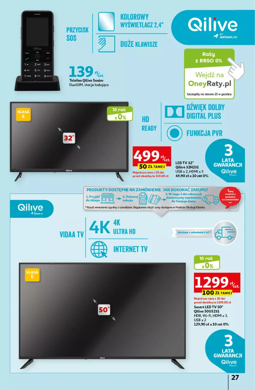 Gazetka promocyjna Auchan - Gazetka MAXI rewelacje! Hipermarket Auchan - ważna 14.09 do 20.09.2023 - strona 27 - produkty: Kosz, LED TV, Telefon