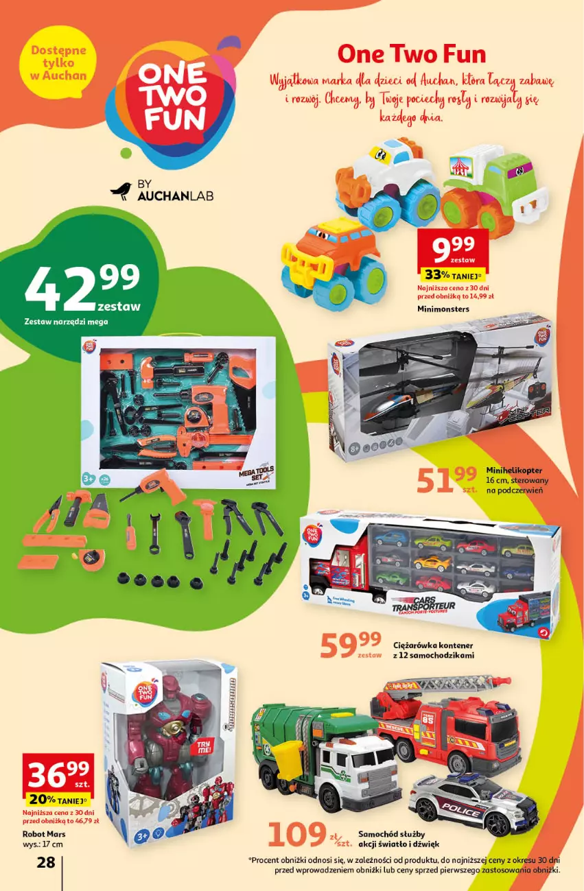 Gazetka promocyjna Auchan - Gazetka MAXI rewelacje! Hipermarket Auchan - ważna 14.09 do 20.09.2023 - strona 28 - produkty: Chodzik, Helikopter, Mars, Robot, Samochód, Zestaw narzędzi