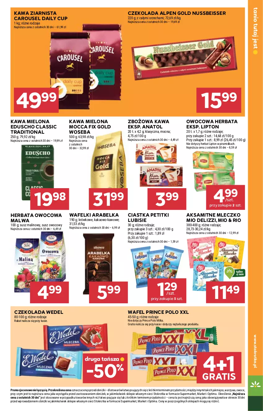 Gazetka promocyjna Stokrotka - Market - ważna 26.02 do 04.03.2026 - strona 17 - produkty: Aksam, Ciastka, Czekolada, Gra, Herbata, Herbata owocowa, Kakao, Kawa, Kawa mielona, Kawa ziarnista, Lipton, Lubisie, Mięso, Milka, Mleczko, Mocca Fix Gold, Optima, Owoce, Prince Polo, Ser, Warzywa, Woseba