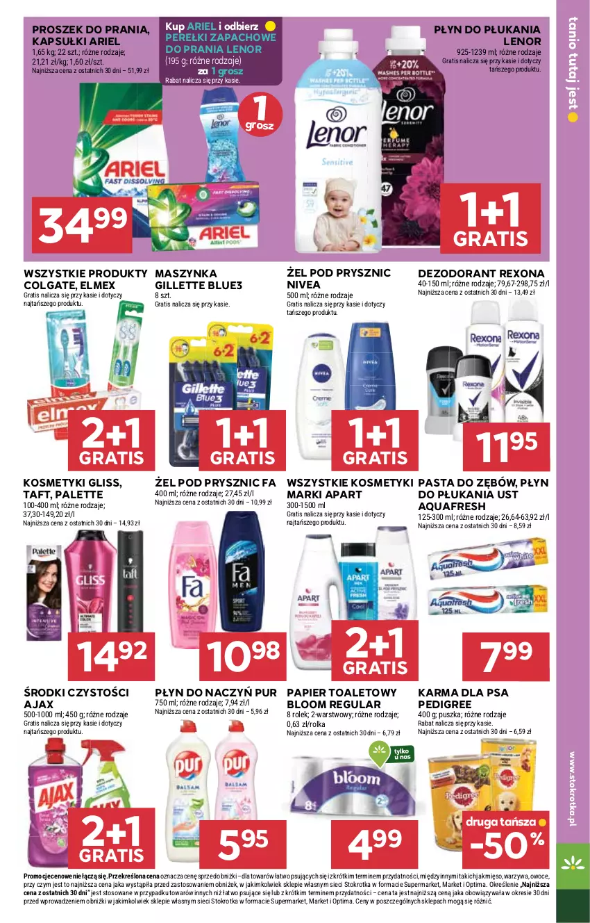 Gazetka promocyjna Stokrotka - Market - ważna 26.02 do 04.03.2026 - strona 25 - produkty: Ajax, Aquafresh, Ariel, Colgate, Dezodorant, Elmex, Fa, Gillette, Gra, Lenor, LG, Maszynka, Mięso, Nivea, Optima, Owoce, Palette, Papier, Papier toaletowy, Pasta do zębów, Pedigree, Perełki zapachowe, Płyn do płukania, Proszek do prania, Pur, Rexona, Szynka, Taft, Warzywa