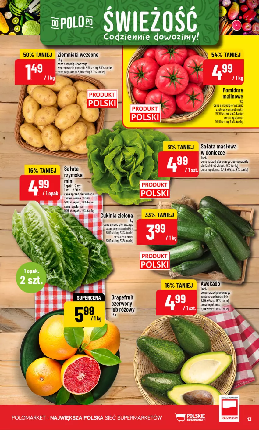 Gazetka promocyjna PoloMarket - Gazetka Polomarket 22.07-28.07 - ważna 22.07 do 28.07.2026 - strona 13 - produkty: Fa, Gra, Masło, Pomidory, Sałat, Sałata masłowa, Ziemniaki