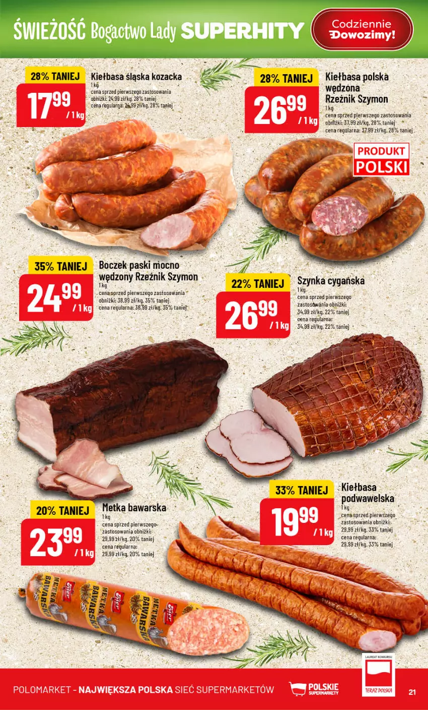 Gazetka promocyjna PoloMarket - Gazetka Polomarket 22.07-28.07 - ważna 22.07 do 28.07.2026 - strona 21 - produkty: Boczek, Kiełbasa, Szynka, Wawel