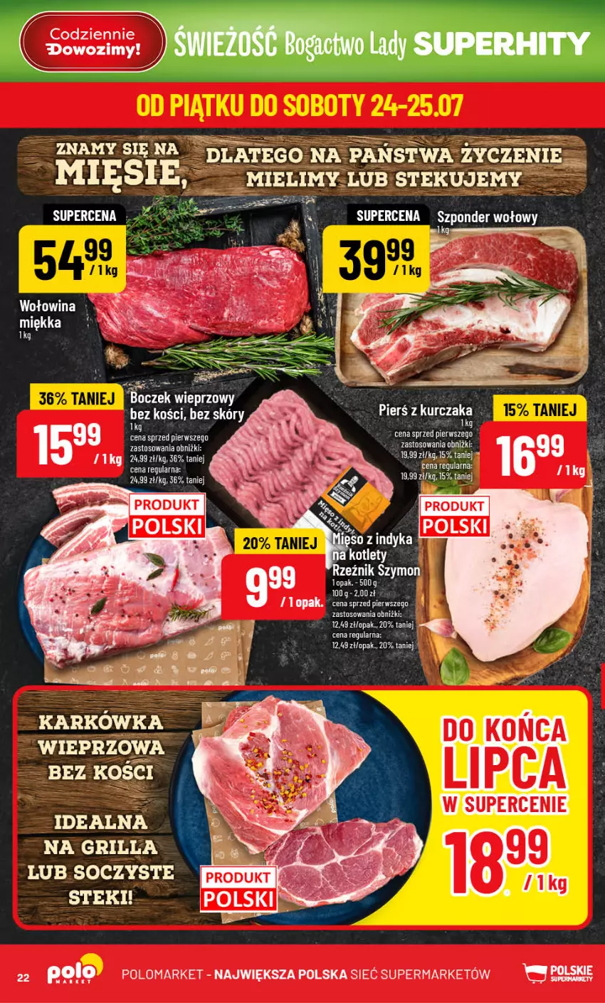 Gazetka promocyjna PoloMarket - Gazetka Polomarket 22.07-28.07 - ważna 22.07 do 28.07.2026 - strona 22 - produkty: Fa, Grill, Karkówka wieprzowa, Kotlet, Stek