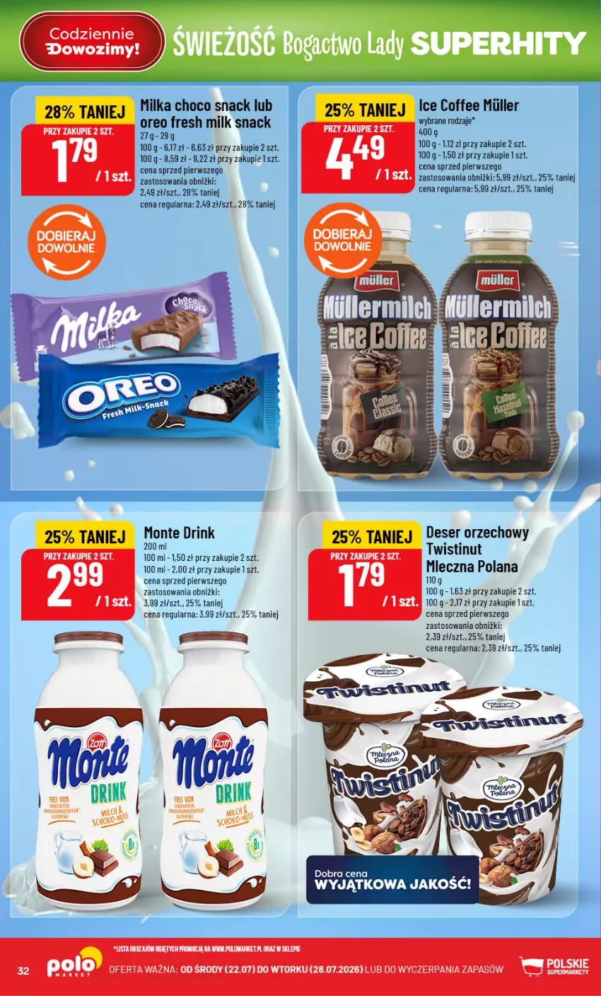 Gazetka promocyjna PoloMarket - Gazetka Polomarket 22.07-28.07 - ważna 22.07 do 28.07.2026 - strona 32 - produkty: Deser, LANA, Milka, Monte, Ser