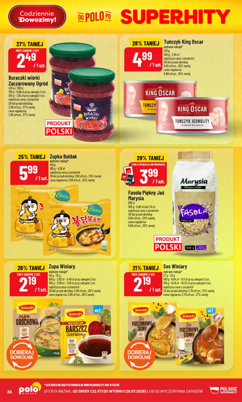 Gazetka promocyjna PoloMarket - Gazetka Polomarket 22.07-28.07 - ważna 22.07 do 28.07.2026 - strona 38 - produkty: Buraczki, Fa, Fasola, Ogród, Tuńczyk, Winiary, Zupa