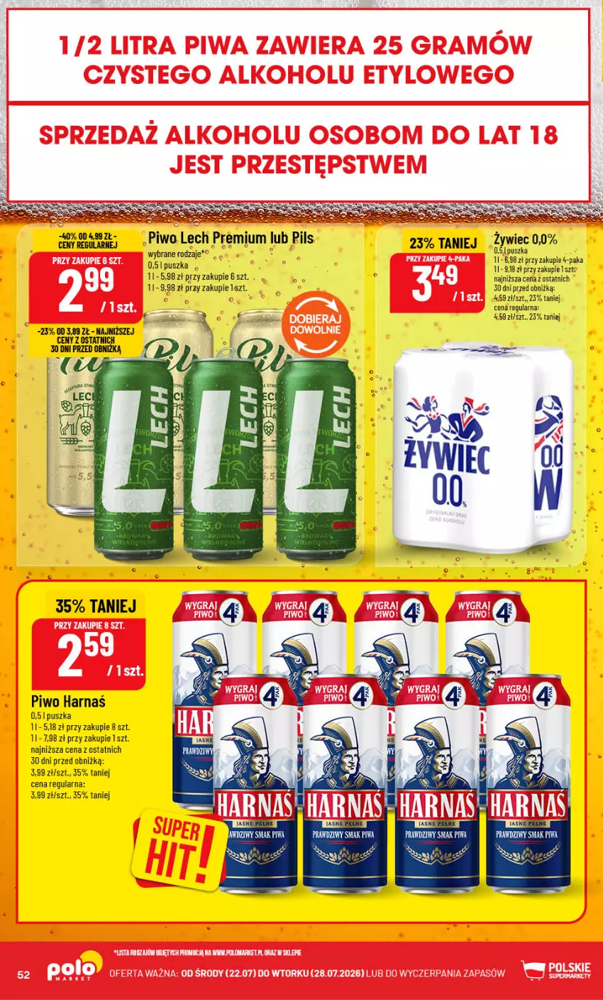 Gazetka promocyjna PoloMarket - Gazetka Polomarket 22.07-28.07 - ważna 22.07 do 28.07.2026 - strona 52 - produkty: Harnaś, Lech Premium, Piwo