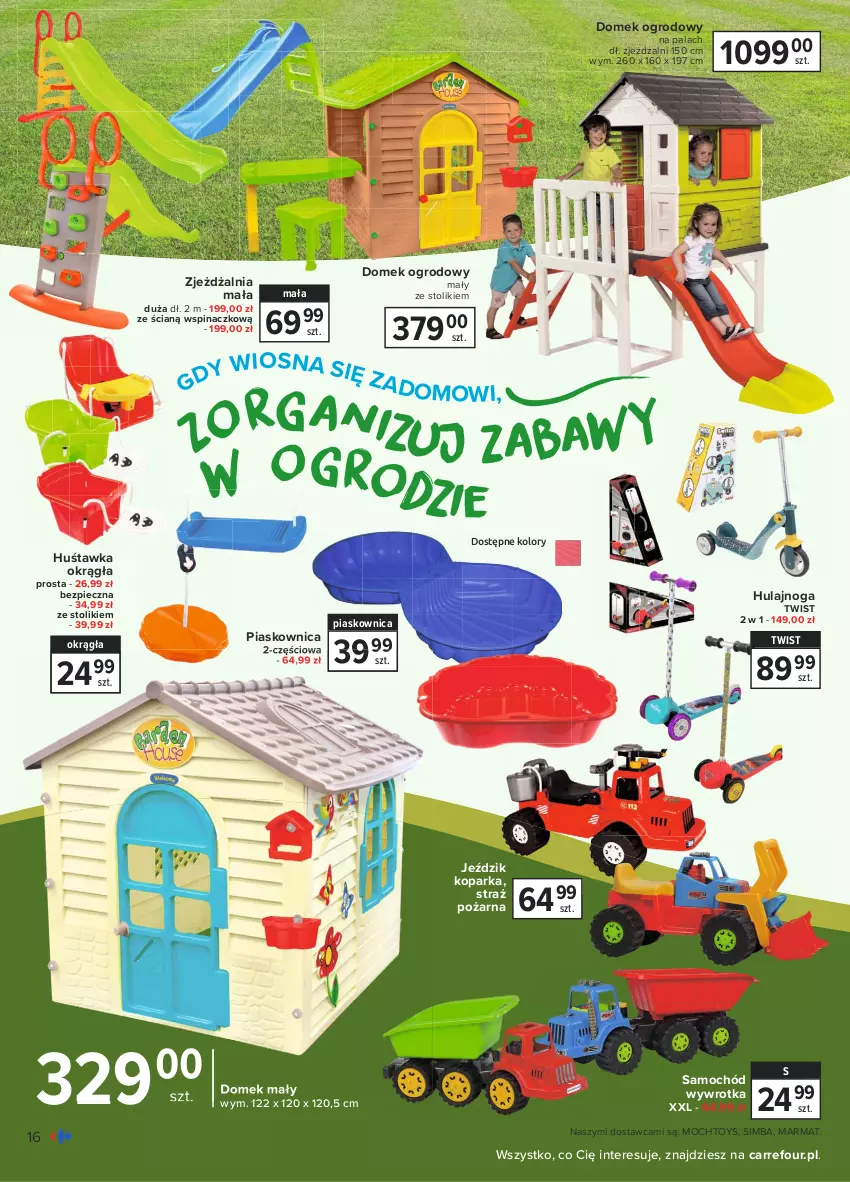 Gazetka promocyjna Carrefour - Gazetka Ogród - ważna 15.03 do 03.04.2021 - strona 16 - produkty: Hulajnoga, Huśtawka, Parka, Piec, Samochód, Stolik, Straż pożarna, Wywrotka