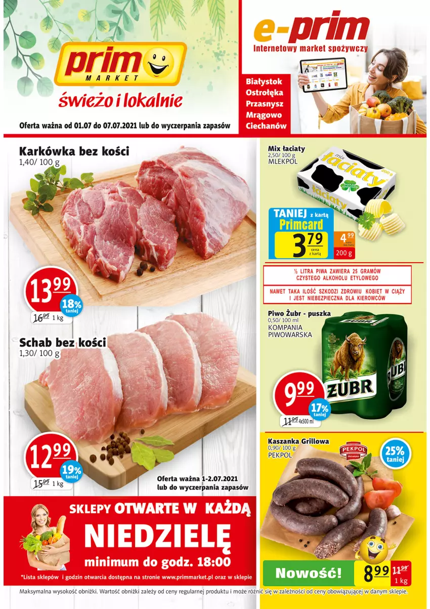 Gazetka promocyjna Prim Market - Gazetka - ważna 01.07 do 07.07.2021 - strona 1 - produkty: Grill, Kasza, Kaszanka, Pekpol, Piwo, Sok