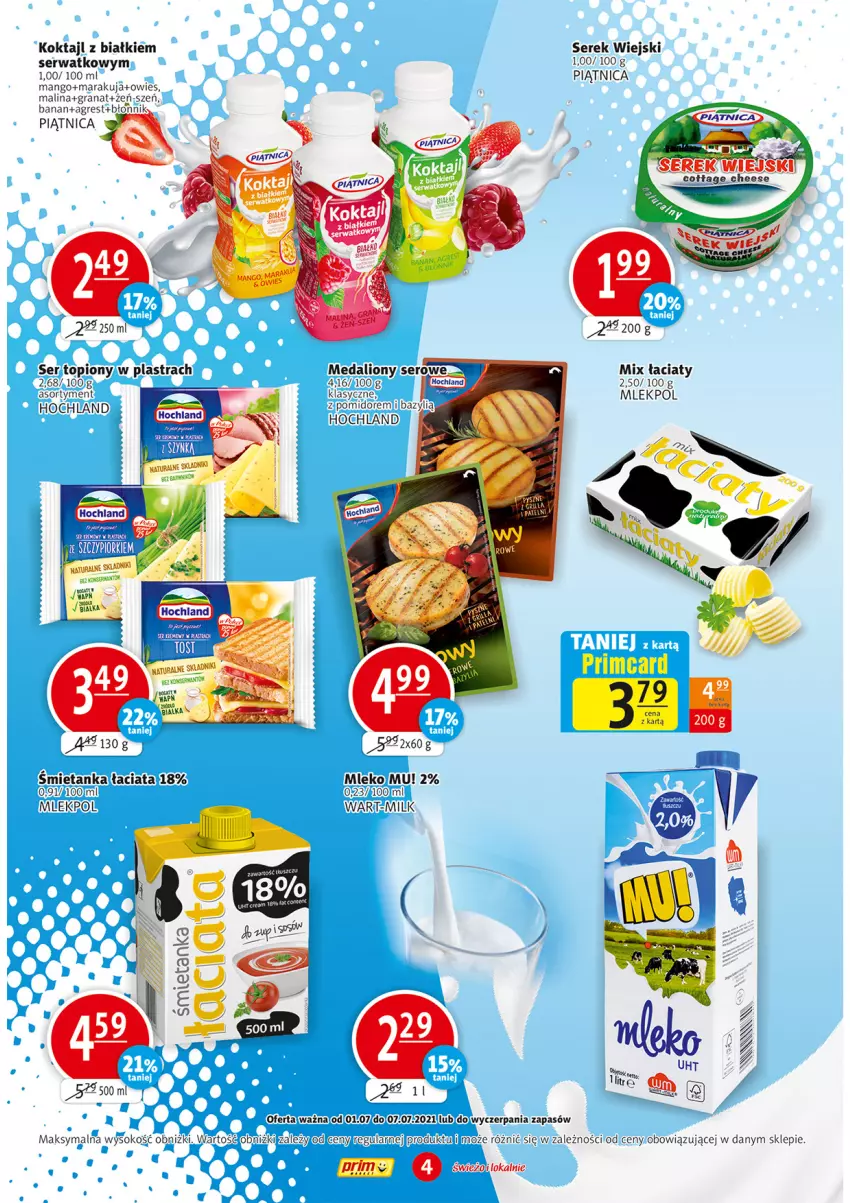 Gazetka promocyjna Prim Market - Gazetka - ważna 01.07 do 07.07.2021 - strona 4 - produkty: Bazyl, Fa, Gra, Granat, Gres, Hochland, Lion, Mango, Mleko, Piątnica, Ser, Serek, Serek wiejski, Sok, Top