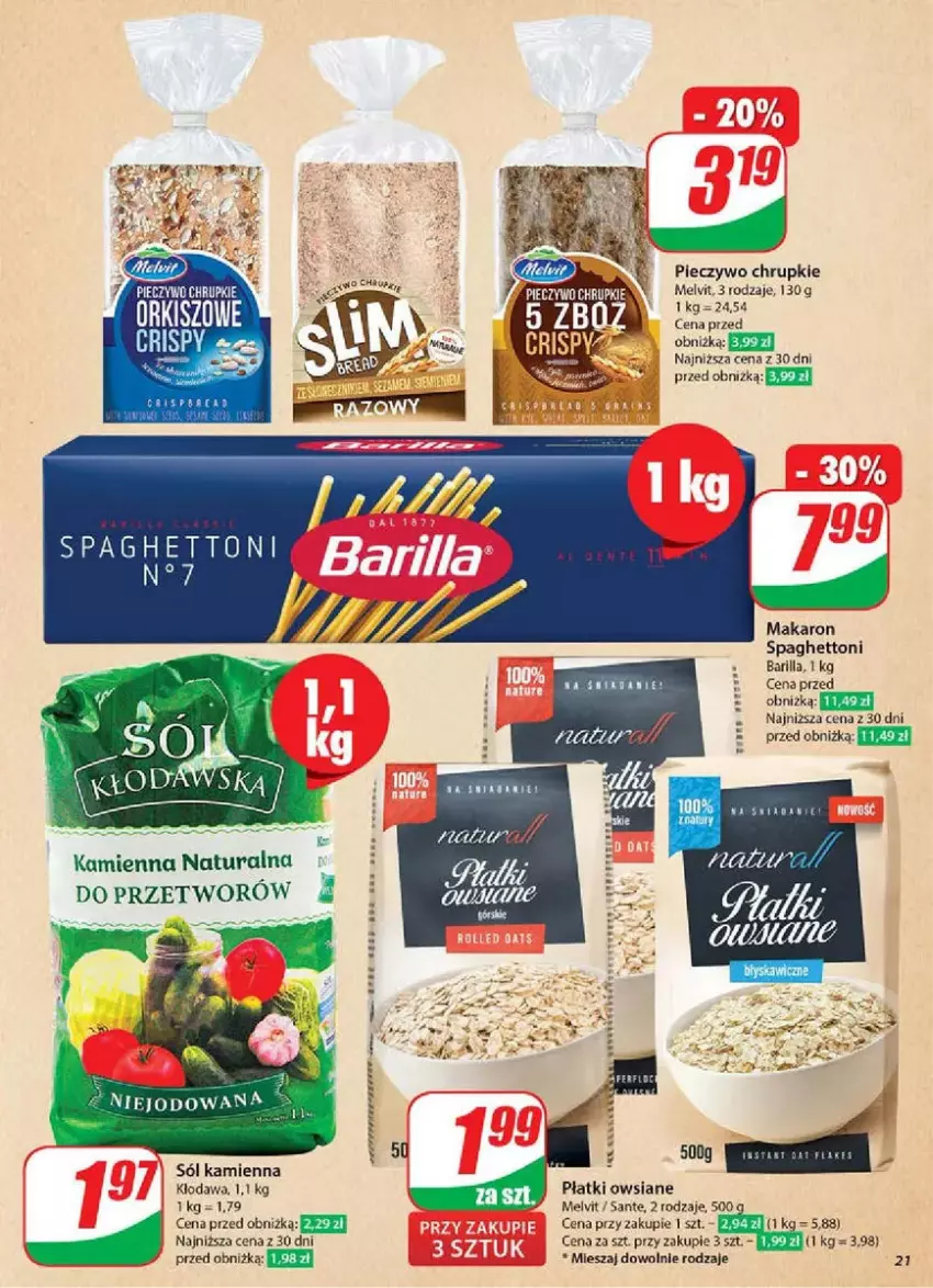 Gazetka promocyjna Dino - ważna 19.02 do 25.02.2025 - strona 14 - produkty: Barilla, Chrupki, Fa, Makaron, Melvit, Piec, Pieczywo, Pieczywo chrupkie, Płatki owsiane, Sante