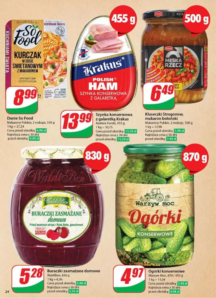 Gazetka promocyjna Dino - ważna 19.02 do 25.02.2025 - strona 17 - produkty: Buraczki, Gala, Krakus, Kuchnia, Kurczak, Makaron, Ogórki konserwowe, Rum, Ser, So Food, Szynka, Szynka konserwowa