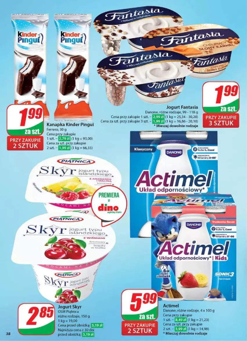 Gazetka promocyjna Dino - ważna 19.02 do 25.02.2025 - strona 32 - produkty: Actimel, Danone, Fa, Fanta, Isla, Jogurt, Kinder, Piątnica, Por