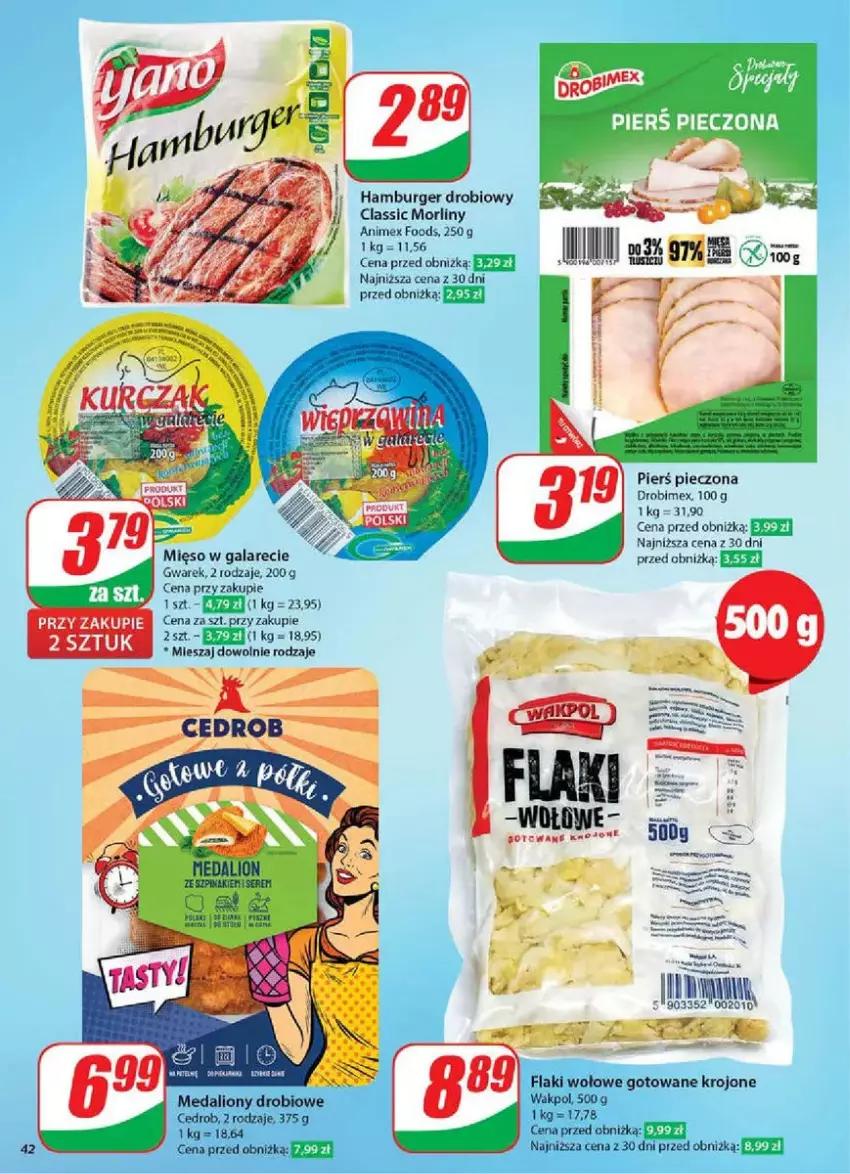 Gazetka promocyjna Dino - ważna 19.02 do 25.02.2025 - strona 37 - produkty: Burger, Drobimex, Flaki, Flaki wołowe, Gala, Hamburger, Lion, Mięso, Mięso w galarecie, Morliny, Piec