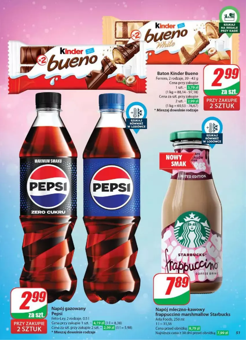 Gazetka promocyjna Dino - ważna 19.02 do 25.02.2025 - strona 47 - produkty: Baton, Ferrero, Kinder, Kinder Bueno, Mars, Napój