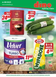 Gazetka promocyjna Dino - Gazetka - ważna od 25.02 do 25.02.2025 - strona 1 - produkty: Papier, Ogórek, Kawa mielona, Kawa, Mlekovita, Velvet, Ręcznik, Mleko, Fa