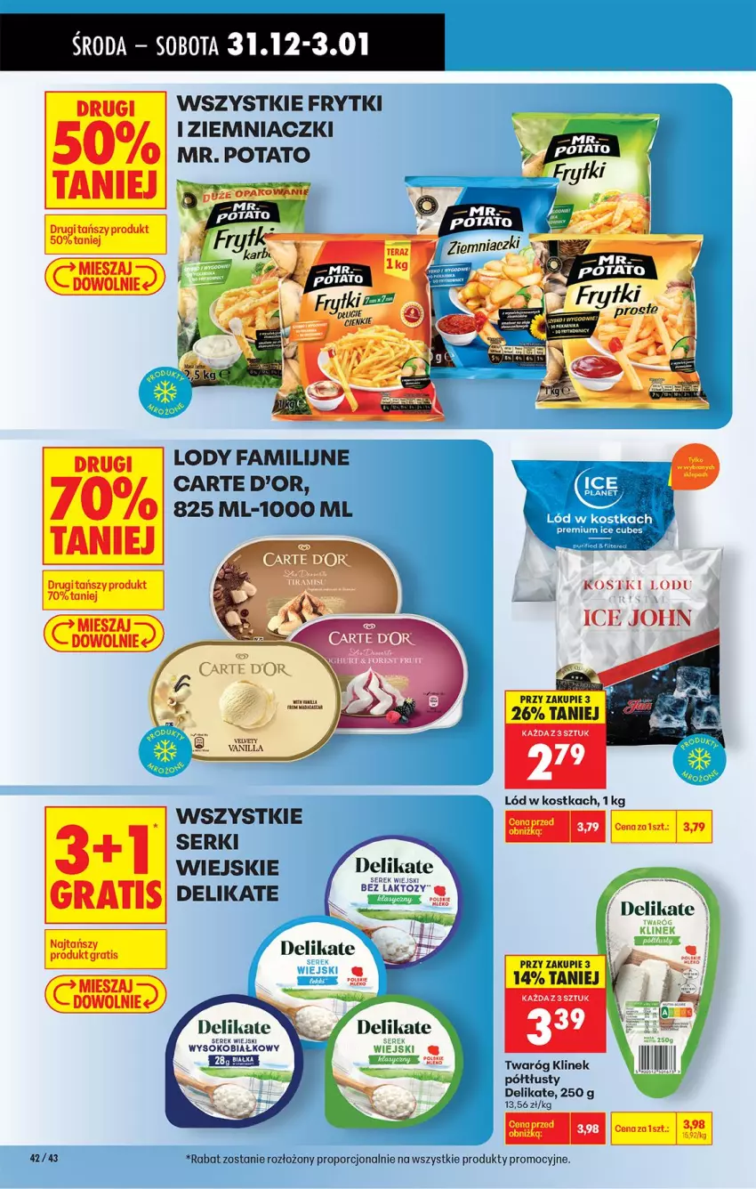 Gazetka promocyjna Biedronka - Od Czwartku - ważna 31.12.2026 do 06.01.2027 - strona 52 - produkty: Carte d'Or, Fa, Frytki, Gra, Lody, Por, Ser, Serek, Serek wiejski, Sok, Twaróg