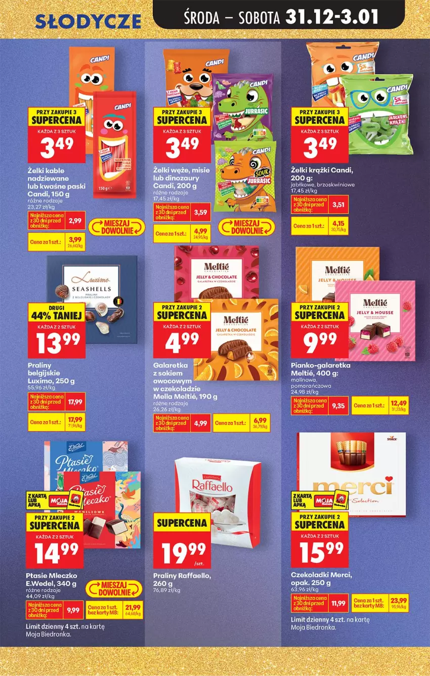 Gazetka promocyjna Biedronka - Od Czwartku - ważna 31.12.2026 do 06.01.2027 - strona 57 - produkty: Fa, Gala, Galaretka, LG, Merci, Mleczko, Praliny, Ptasie mleczko, Raffaello, Tera