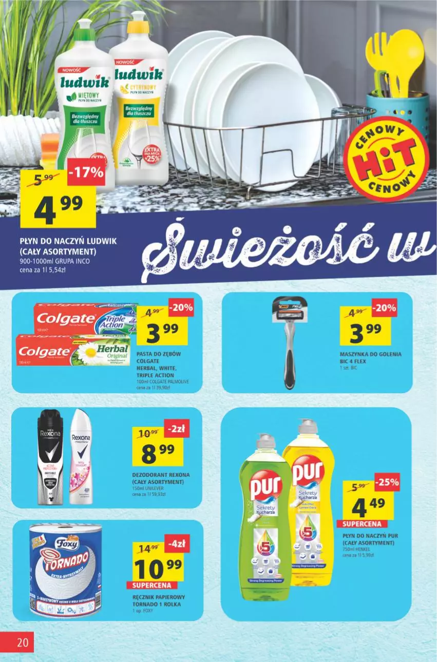 Gazetka promocyjna Arhelan - Gazetka - ważna 23.04 do 02.05.2021 - strona 20 - produkty: BIC, Colgate, Dezodorant, Foxy, Kret, LG, Maszynka, Maszynka do golenia, Palmolive, Papier, Pasta do zębów, Pur, Ręcznik, Rexona, Szynka