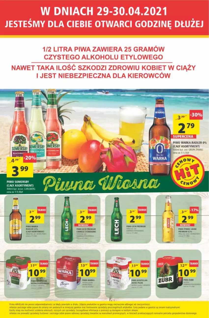 Gazetka promocyjna Arhelan - Gazetka - ważna 23.04 do 02.05.2021 - strona 24 - produkty: Fa, Kasztelan, Lech Premium, Piwo, Por, Radler, Ser, Somersby, Warka