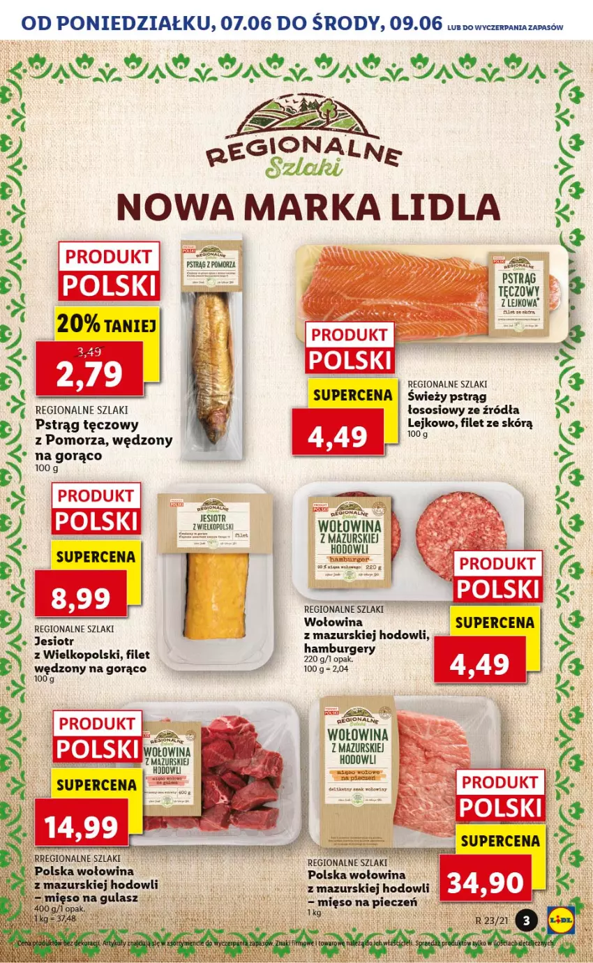 Gazetka promocyjna Lidl - TYDZIEŃ REGIONALNY - ważna 07.06 do 11.06.2021 - strona 4 - produkty: AEG, Burger, Mięso, Piec, Pstrąg, Pstrąg tęczowy, Sos, Wołowina