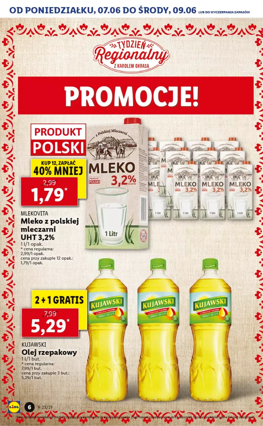 Gazetka promocyjna Lidl - TYDZIEŃ REGIONALNY - ważna 07.06 do 11.06.2021 - strona 9 - produkty: Kujawski, Mleko, Mlekovita, Olej, Olej rzepakowy